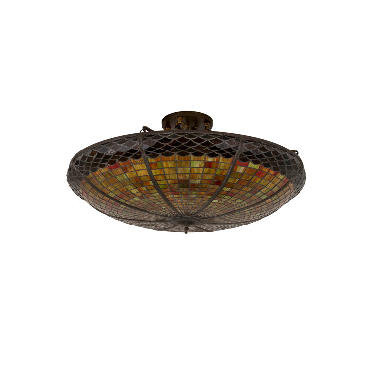 Autumn Acorn 6-Light Indoor/Outdoor Semi-Flush Mount in Antique Copper