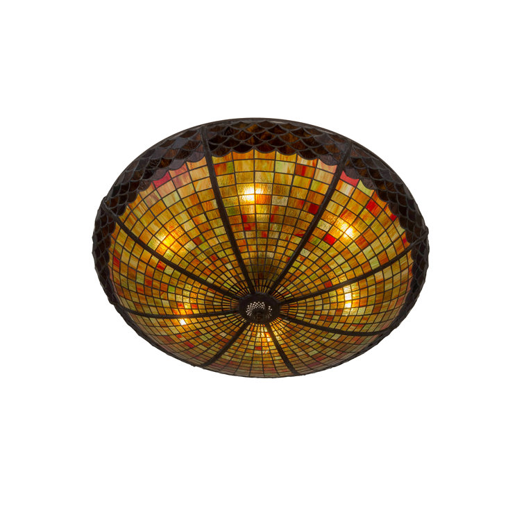 Autumn Acorn 6-Light Indoor/Outdoor Semi-Flush Mount in Antique Copper