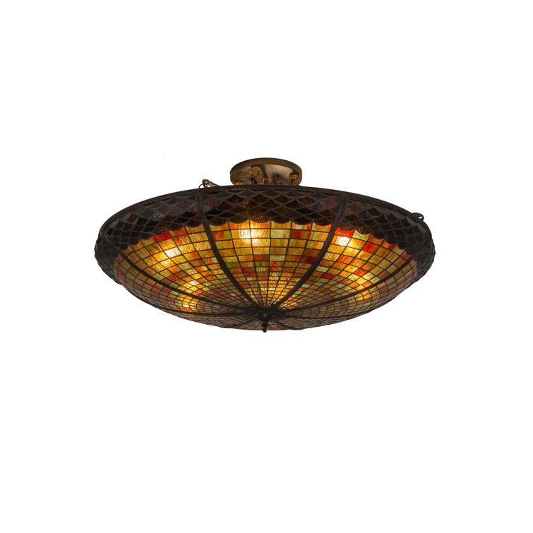 Autumn Acorn 6-Light Indoor/Outdoor Semi-Flush Mount in Antique Copper