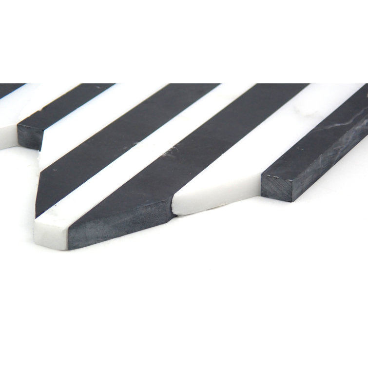 Bizou 10'' x 12'' White and Black Marble Mosaic Accent Tile