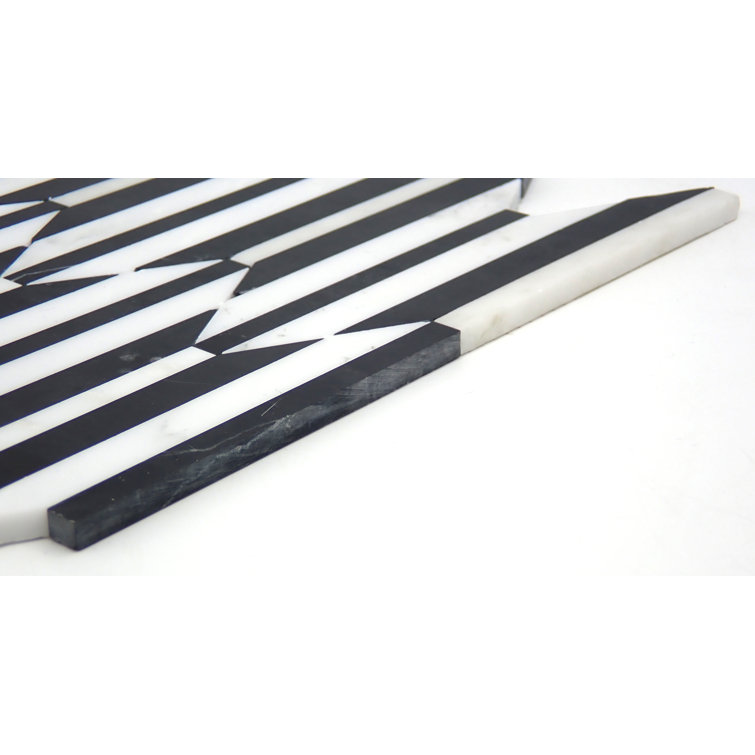 Bizou 10'' x 12'' White and Black Marble Mosaic Accent Tile