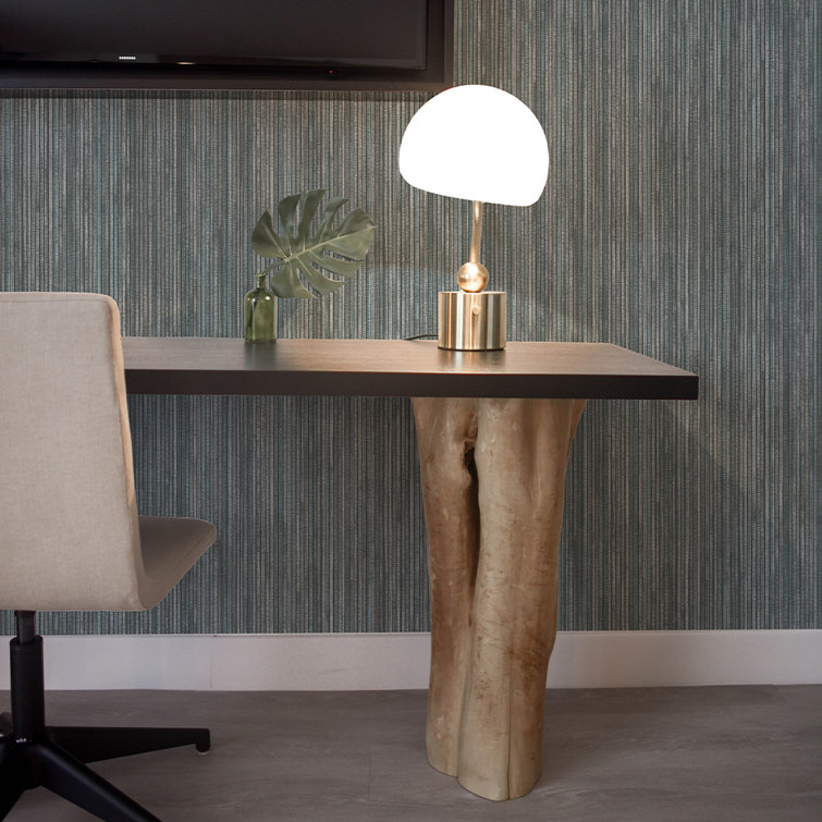 Chambray Blue Faux Grasscloth Textured Peel and Stick Wallpaper Roll