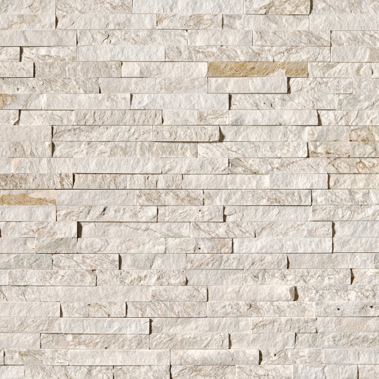 Royal White 6'' x 24'' Natural Quartzite Stacked Stone Wall Tile