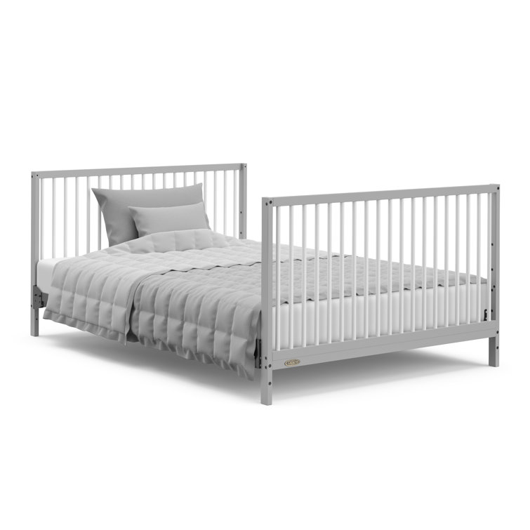Pebble Gray and White 5-in-1 Convertible Crib with Drawer
