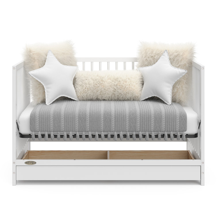 White Pine Wood 5-in-1 Convertible Crib with Drawer