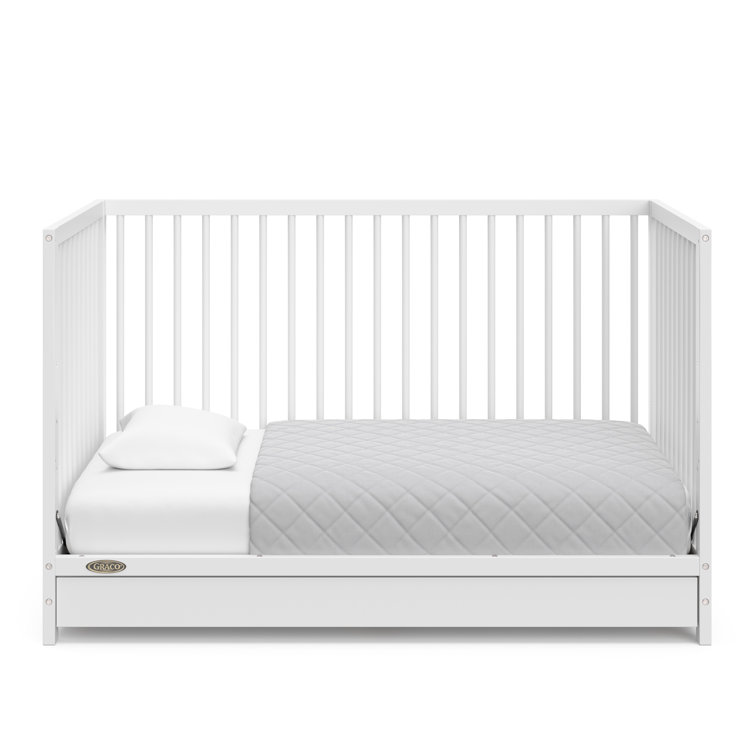 White Pine Wood 5-in-1 Convertible Crib with Drawer