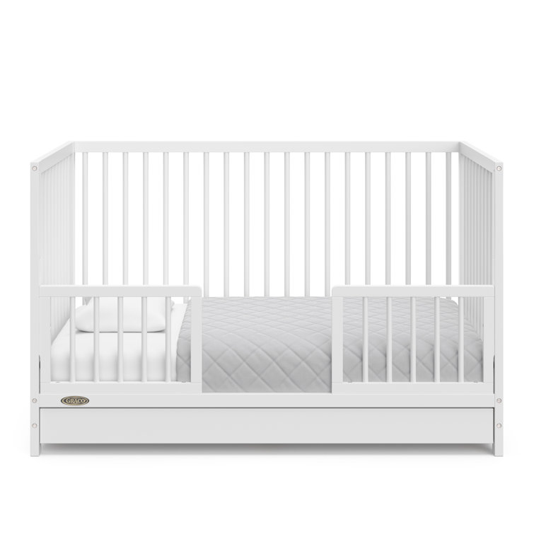 White Pine Wood 5-in-1 Convertible Crib with Drawer