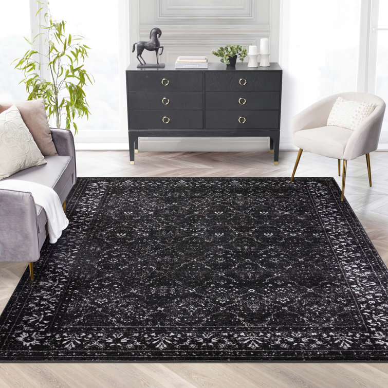 Zazzle Vintage Modern 5' x 7' Black Synthetic Area Rug