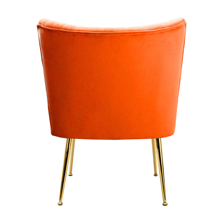 Saphia Orange Velvet Accent Chair with Gold Finish Legs