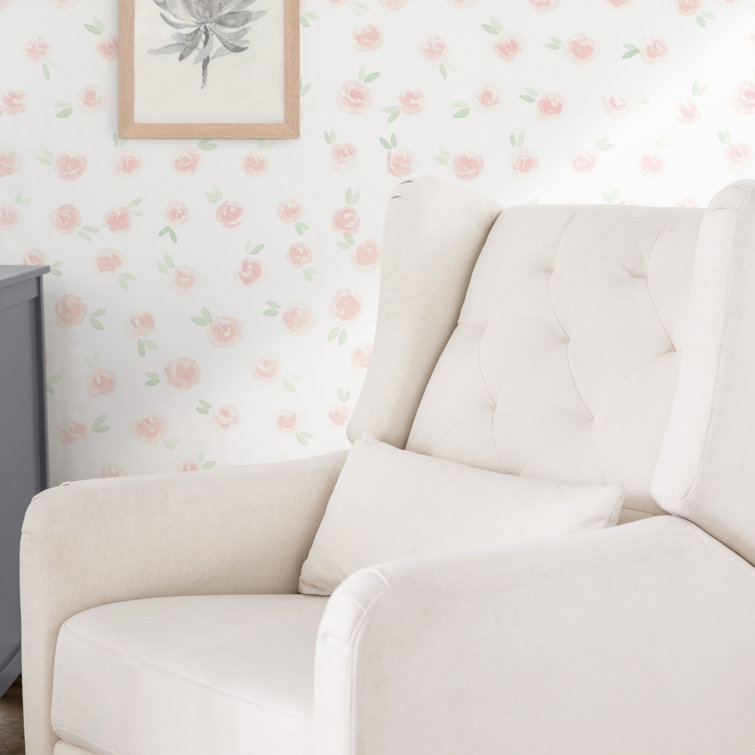 Cream Eco-Weave Swivel Recliner with Tufted Back