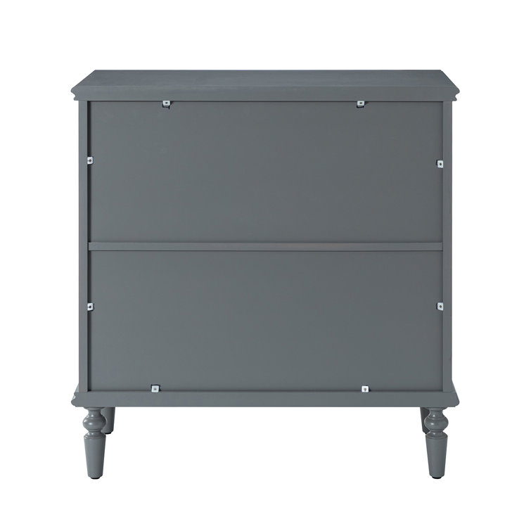 Gray Floral Carved 32" Tall Accent Cabinet with Solid Wood Legs