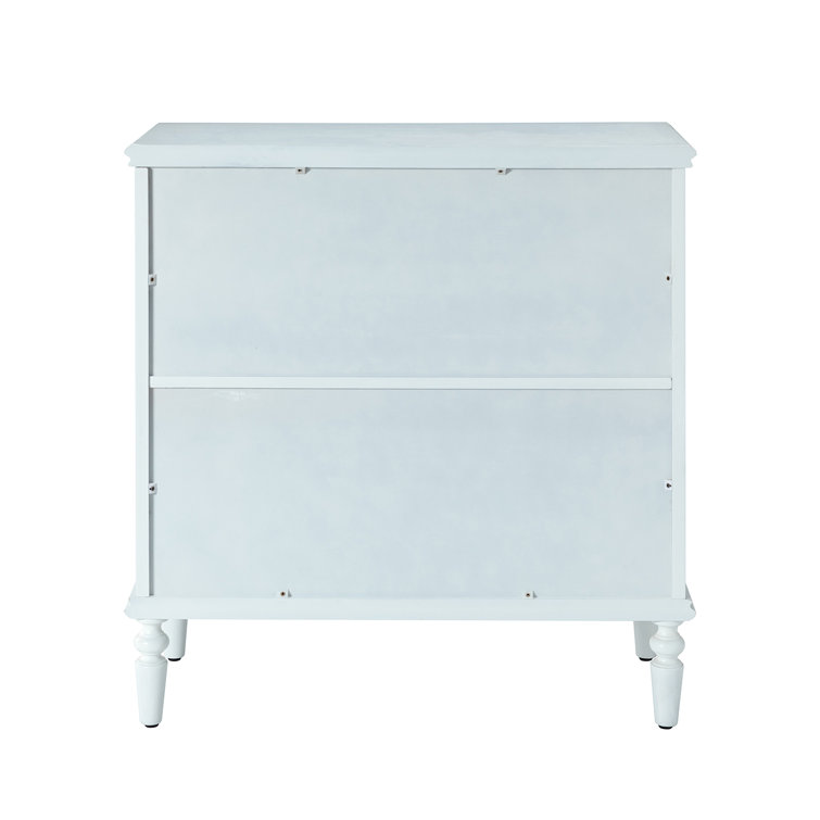 White Freestanding 2-Door Accent Cabinet with Carved Floral Design