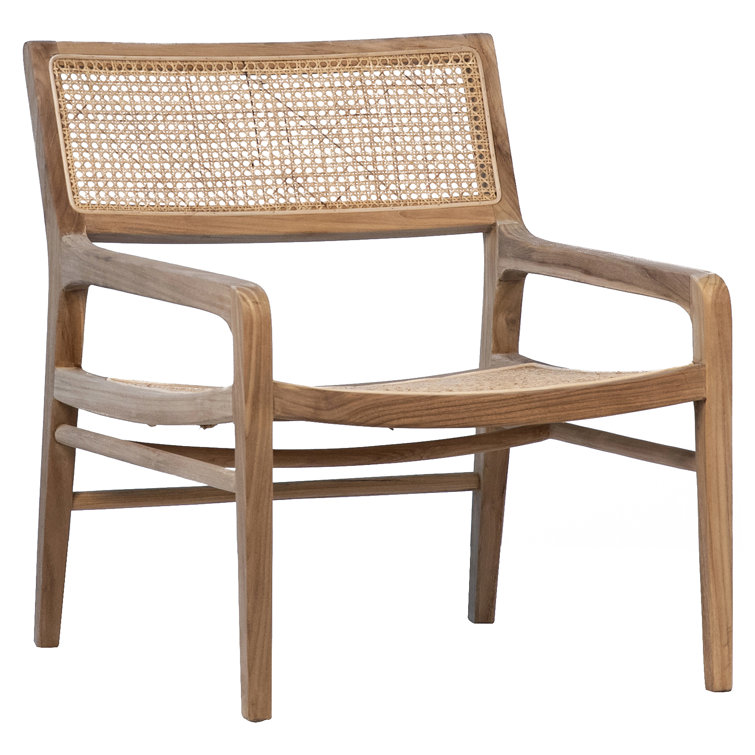 Chloe Teak Wood and Handwoven Rattan Occasional Chair