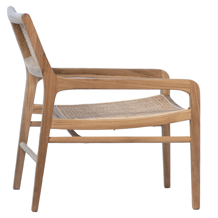 Chloe Teak Wood and Handwoven Rattan Occasional Chair