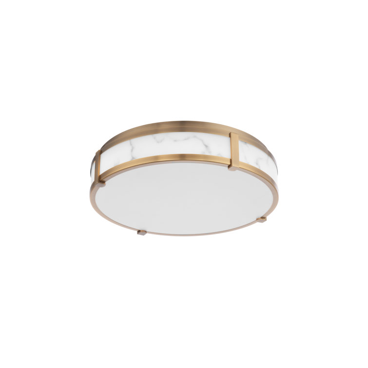 Constantine 14" Aged Brass LED Flush Mount with Etched Acrylic Shade