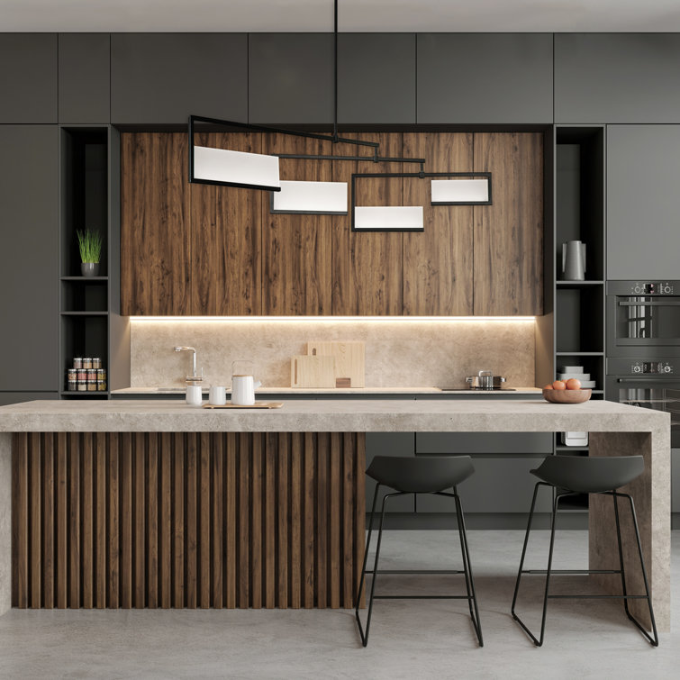Black Acrylic 4-Light LED Kitchen Island Pendant