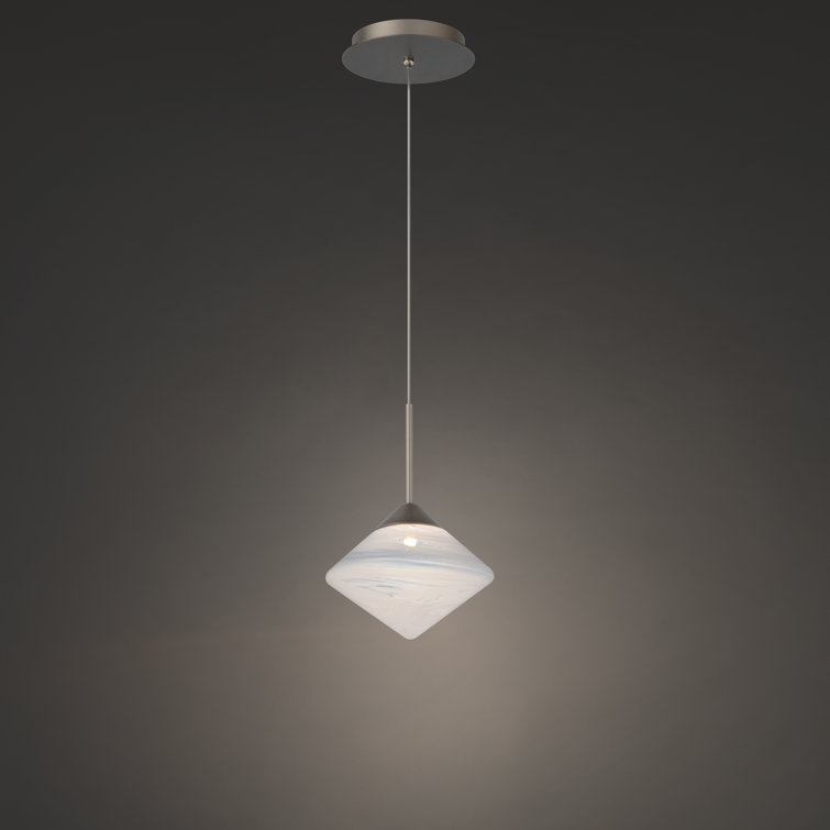 Transitional Mini LED Pendant in Brushed Nickel with Opal Glass