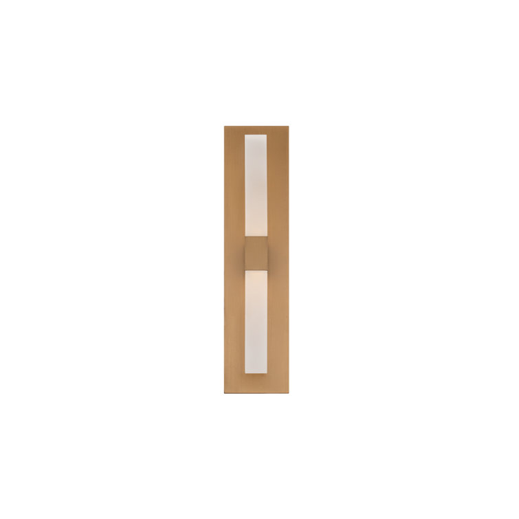 Aged Brass LED Wall Sconce with White Acrylic Shade