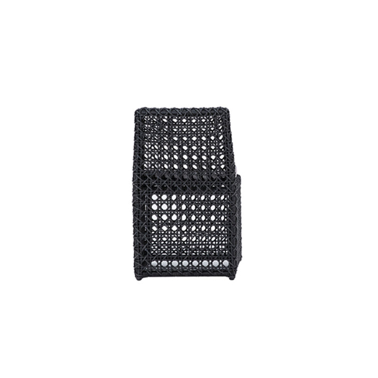 Charcoal Gray Woven Poly Rope Dining Chair with Cushion