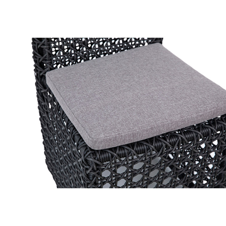 Charcoal Gray Woven Poly Rope Dining Chair with Cushion