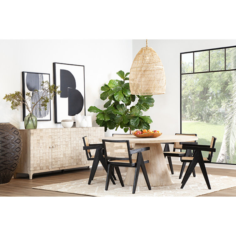 Round Reclaimed Pine Wood Contemporary Dining Table