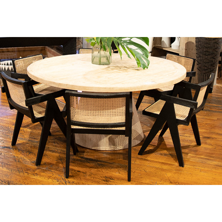 Round Reclaimed Pine Wood Contemporary Dining Table