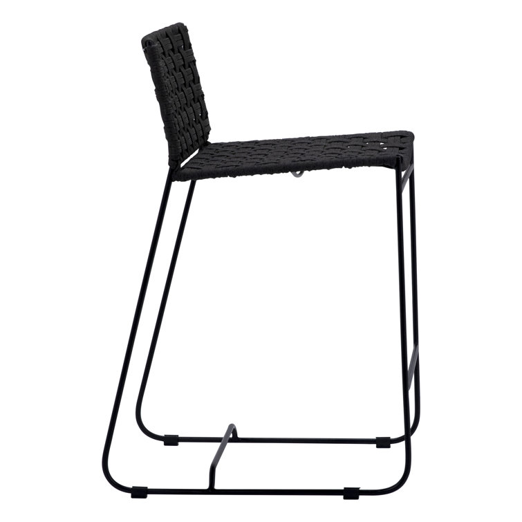 Charcoal Black Handwoven Rope 21'' Outdoor Counter Stool