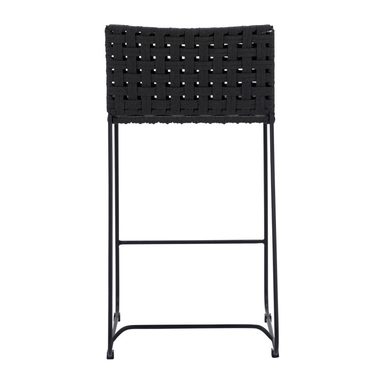 Charcoal Black Handwoven Rope 21'' Outdoor Counter Stool