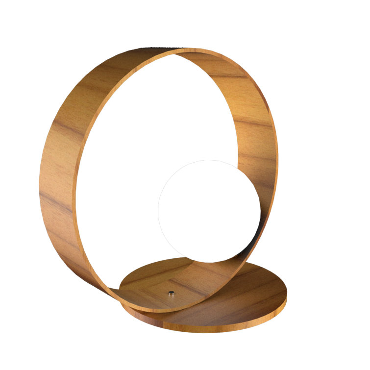 Teak and Frosted Glass LED Table Lamp
