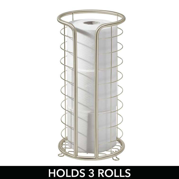 Satin Silver Steel Freestanding Toilet Paper Holder Stand