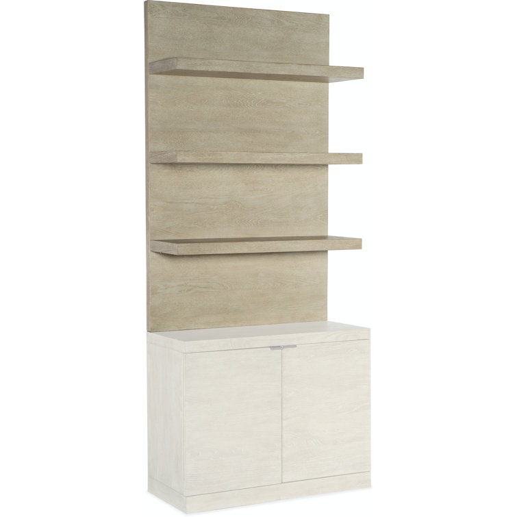 Beige Oak Veneer Adjustable Bookcase with Doors