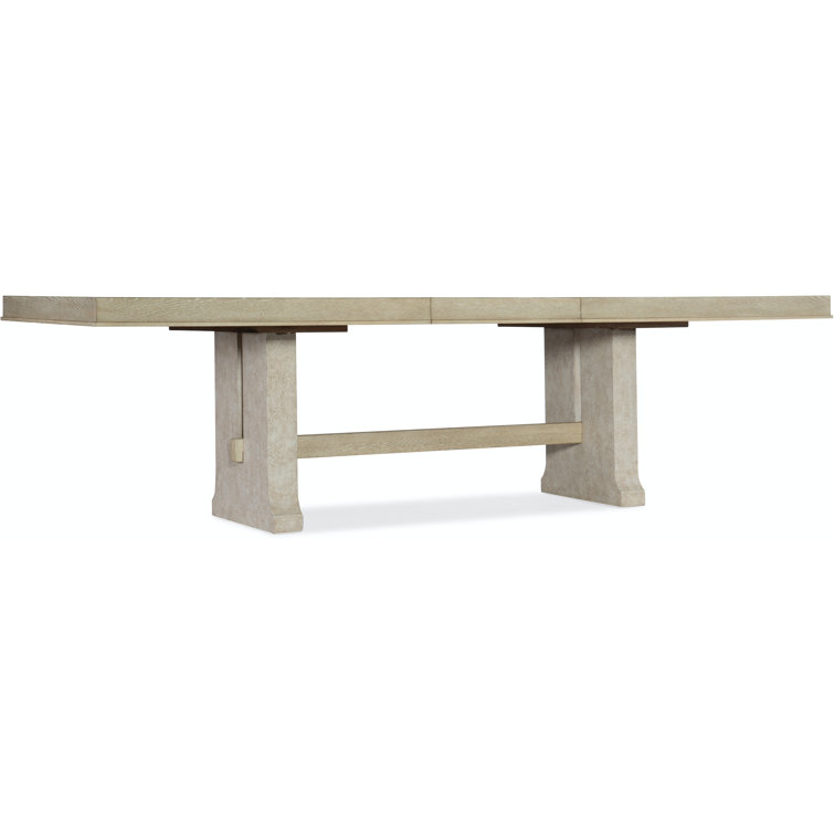 Beige Oak Extendable Farmhouse Dining Table