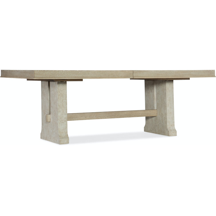 Beige Oak Extendable Farmhouse Dining Table