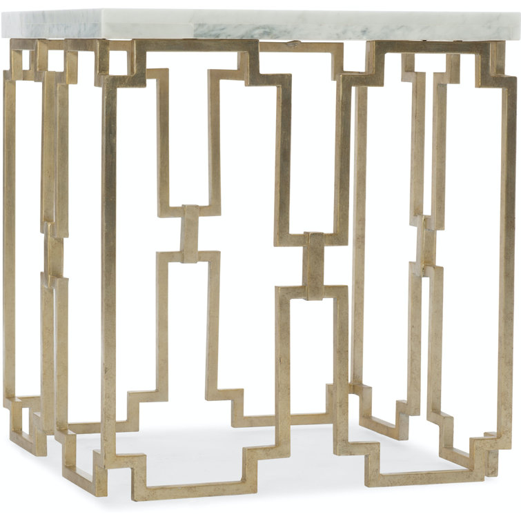 Evermore White Marble Top and Gold Metal 3-Piece Living Room Table Set