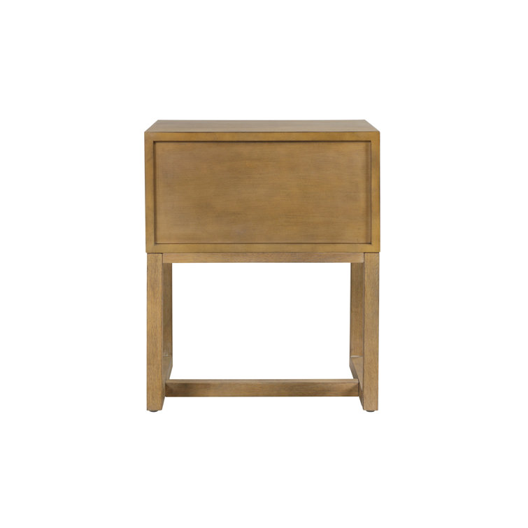 Luke Light Brown Wood Nightstand with Drawer and Open Cubby