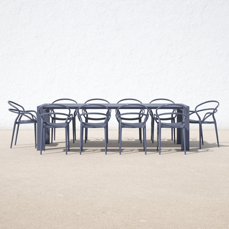 Mila Dark Gray Extendable 11-Piece Outdoor Dining Set