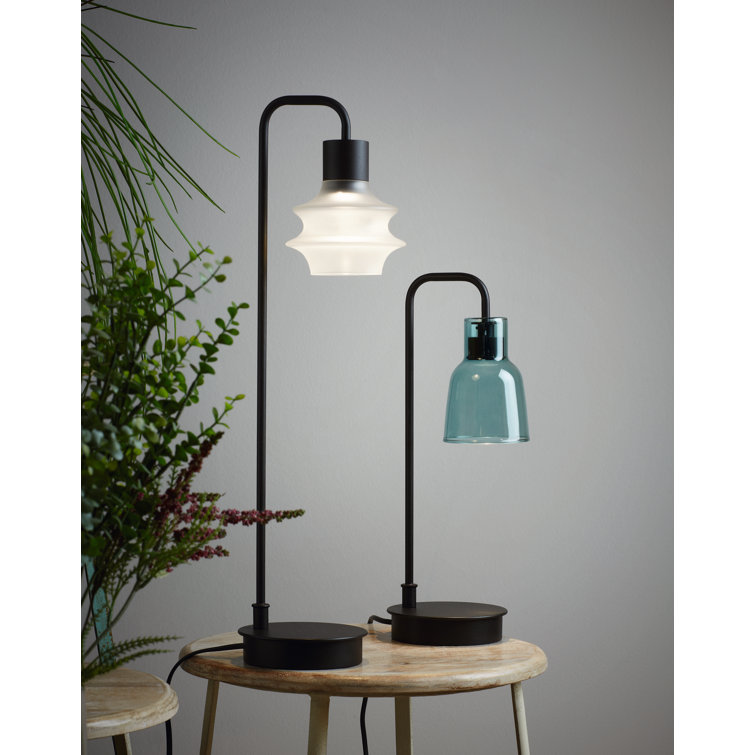 Arc 20" Blue Aluminum Desk Lamp with Borosilicate Glass Shade
