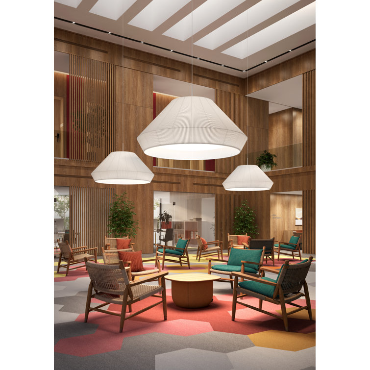 Mei 6-Light Satin Nickel Dome Pendant with White Translucent Ribbon Shade