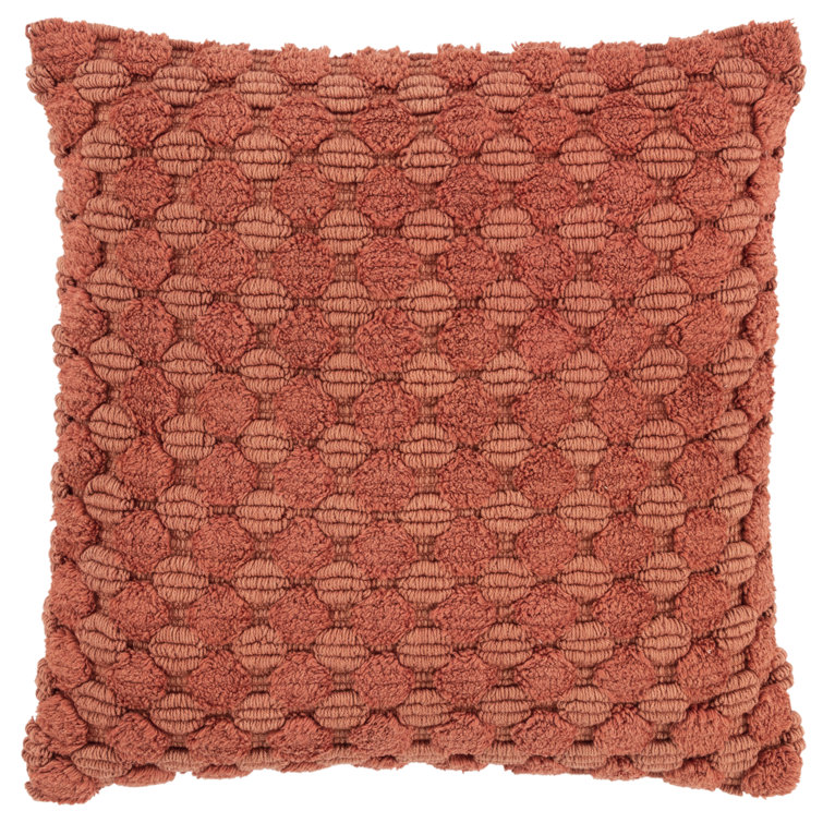 Terracotta Textured Cotton 20" Square Throw Pillow