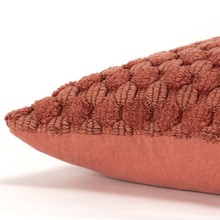 Terracotta Textured Cotton 20" Square Throw Pillow