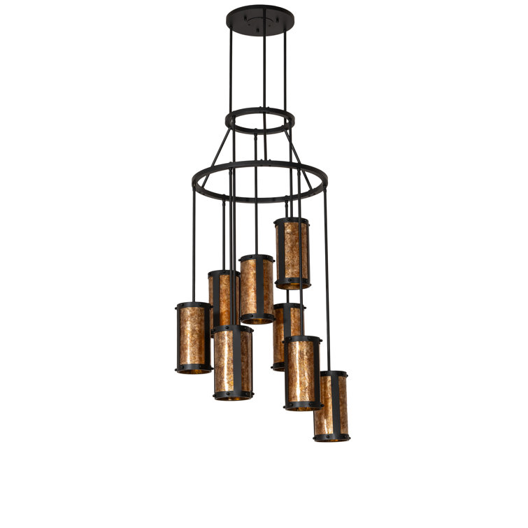 30" Black and Amber Mica 9-Light Chandelier