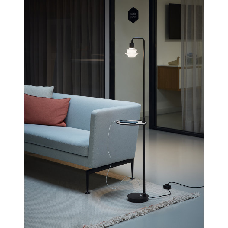 Ebony Black Drop 51.57" LED Task Floor Lamp with Blue Shade