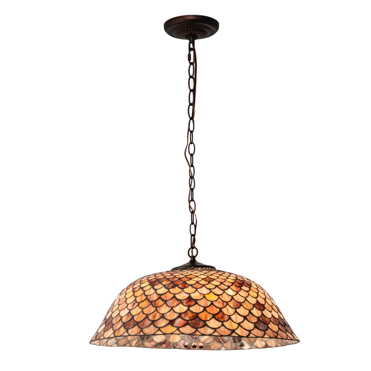 Mahogany Bronze 3-Light Indoor/Outdoor Globe Pendant with Ruby Coral Glass