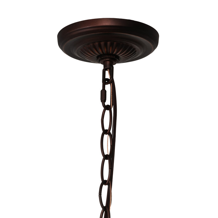 Mahogany Bronze 3-Light Indoor/Outdoor Globe Pendant with Ruby Coral Glass