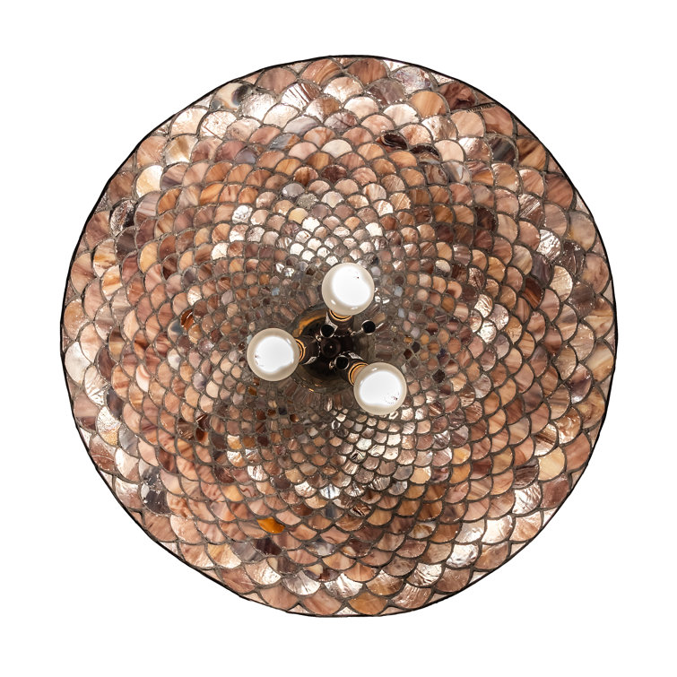 Mahogany Bronze 3-Light Indoor/Outdoor Globe Pendant with Ruby Coral Glass
