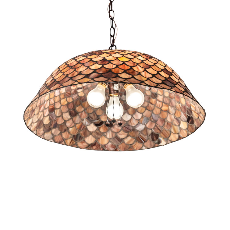 Mahogany Bronze 3-Light Indoor/Outdoor Globe Pendant with Ruby Coral Glass