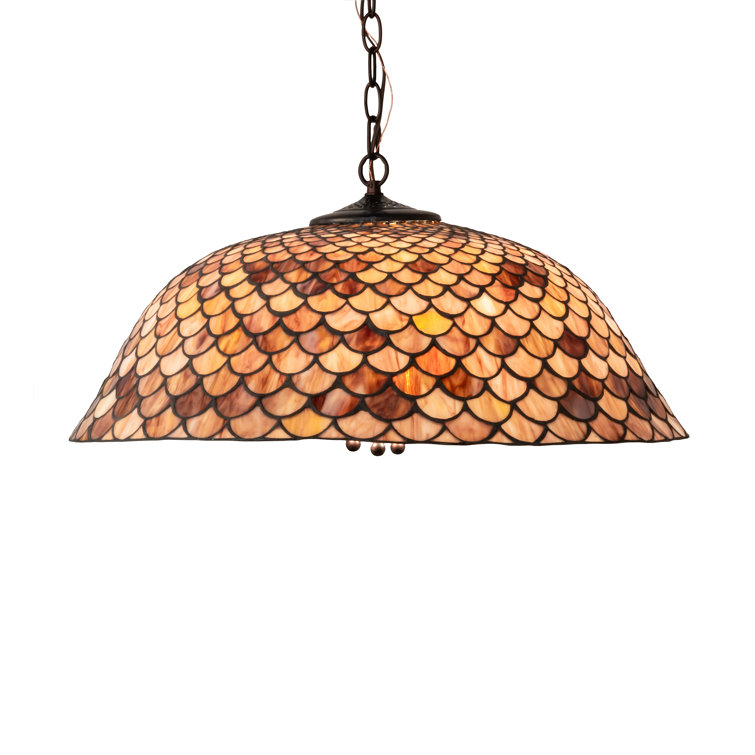 Mahogany Bronze 3-Light Indoor/Outdoor Globe Pendant with Ruby Coral Glass