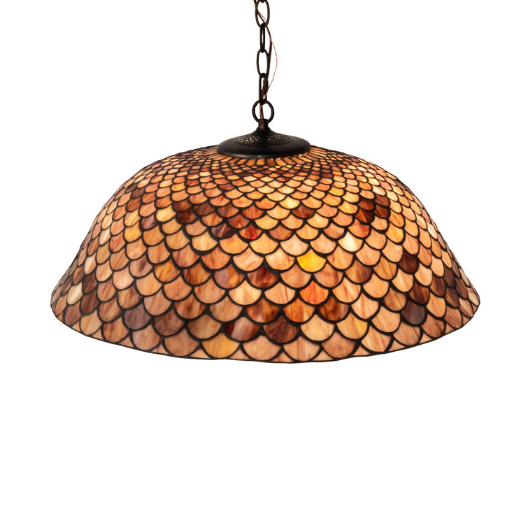Mahogany Bronze 3-Light Indoor/Outdoor Globe Pendant with Ruby Coral Glass