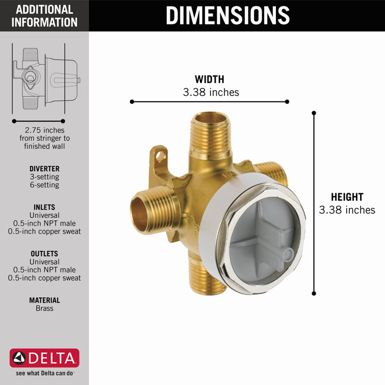 Delta Brass 3- and 6-Setting Diverter Rough-In Kit