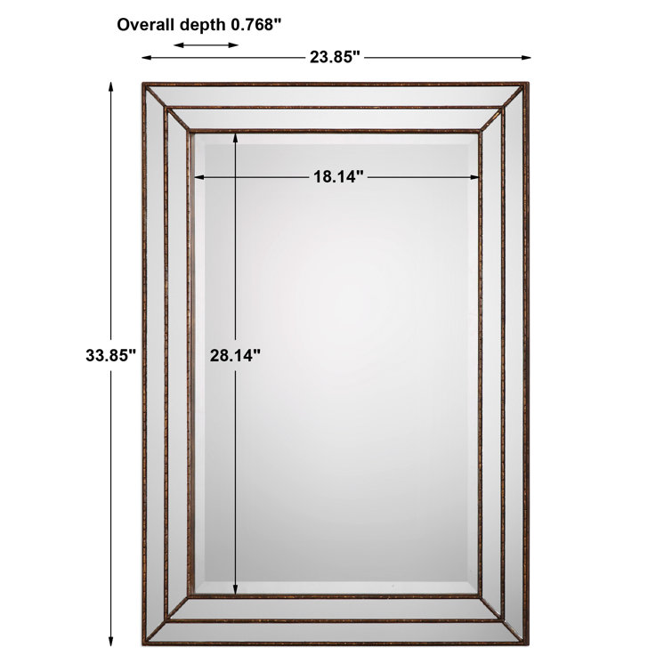 Almyra Grooved Bronze and Wood Rectangle Wall Mirror